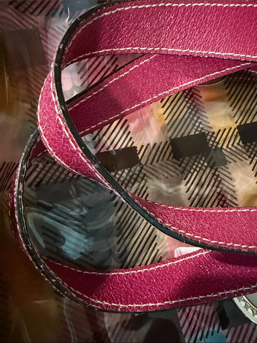 Burberry Pink Transparent Plaid Tote with Gold Rings